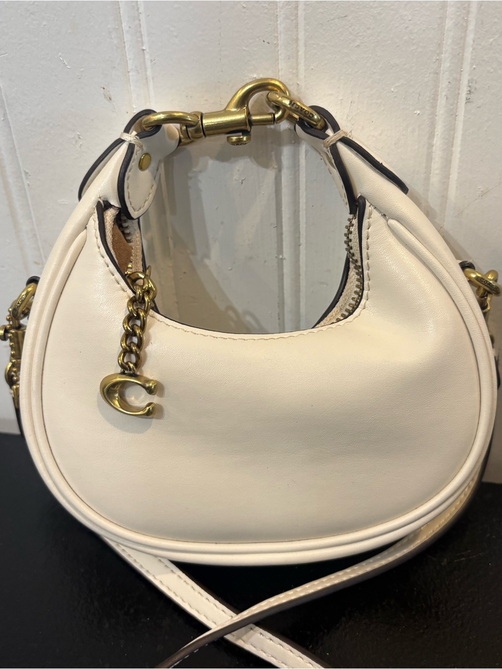 COACH Jonie Mini Bag CR508 B4/HA Brass/Chalk 2way Glovetanned Leather Crossbody